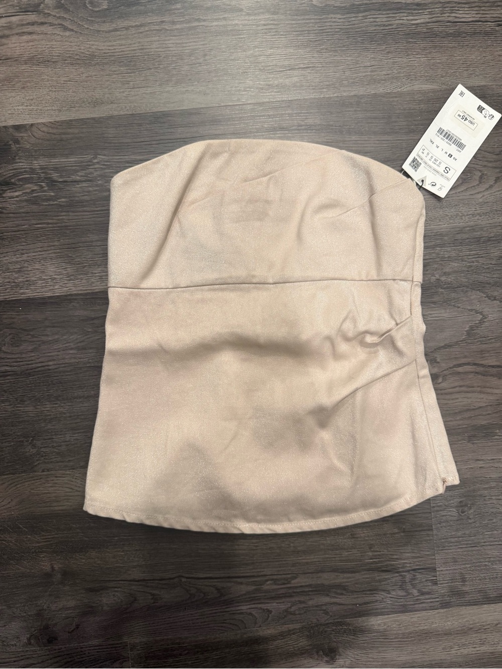 Zara Strapless Shimmery Beige Tube Top